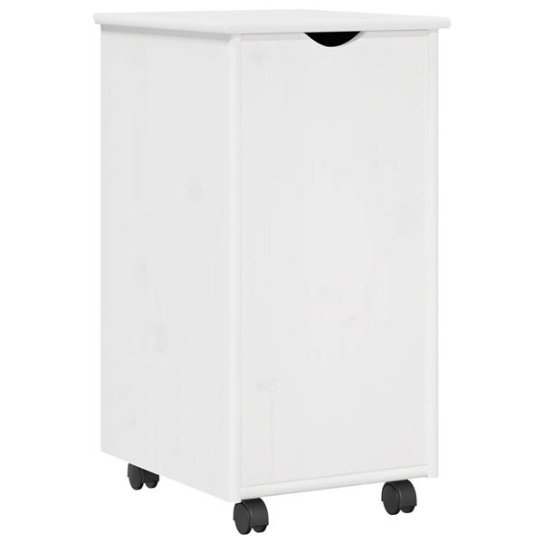 Grote foto vidaxl rolling kast met wiel wit 34 x 39 x 65 5 cm massief vurenhout huis en inrichting overige