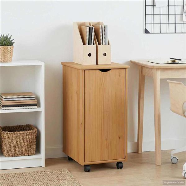 Grote foto vidaxl rolling kast honingbruin 34 x 39 x 65 5 cm massief vurenhout huis en inrichting overige