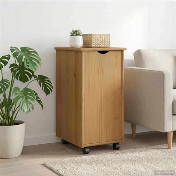 Grote foto vidaxl rolling kast honingbruin 34 x 39 x 65 5 cm massief vurenhout huis en inrichting overige