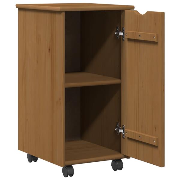 Grote foto vidaxl rolling kast honingbruin 34 x 39 x 65 5 cm massief vurenhout huis en inrichting overige