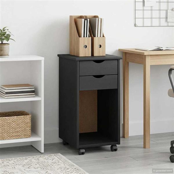 Grote foto vidaxl rolling kast grijs 34 x 39 x 65 5 cm massief grenenhout huis en inrichting overige