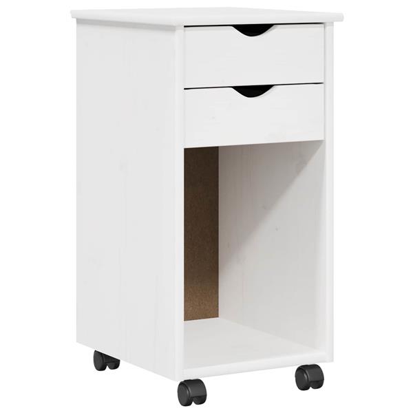 Grote foto vidaxl rolling kast met wiel wit 34 x 39 x 65 5 cm massief grenenhout huis en inrichting overige