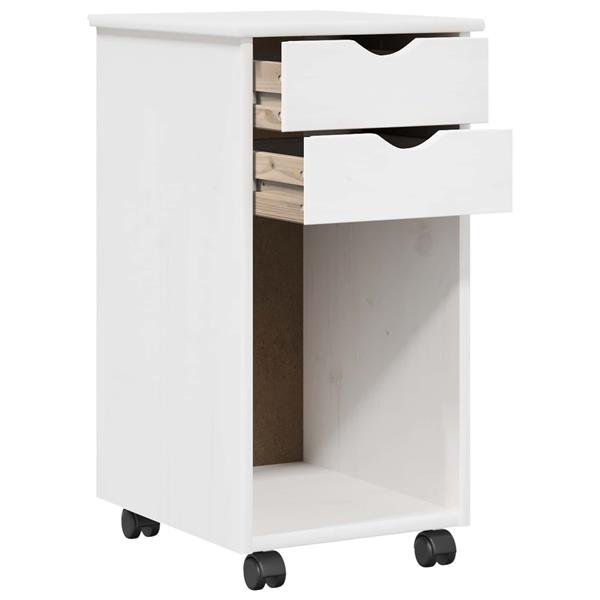 Grote foto vidaxl rolling kast met wiel wit 34 x 39 x 65 5 cm massief grenenhout huis en inrichting overige