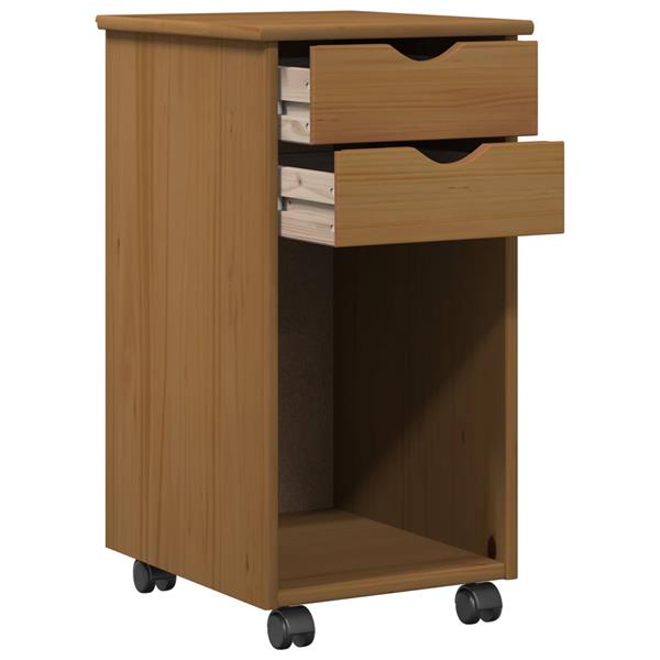 Grote foto vidaxl rolling kast honingbruin 34 x 39 x 65 5 cm massief grenenhout huis en inrichting overige