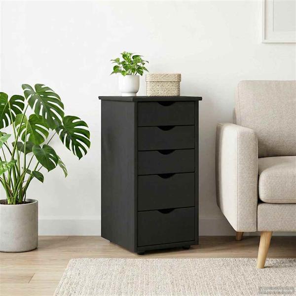 Grote foto vidaxl kast zwart 34 x 39 x 61 5 cm massief vurenhout huis en inrichting overige