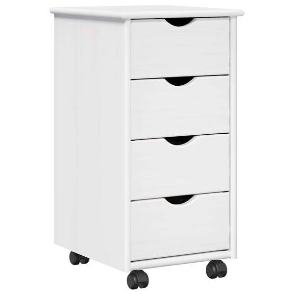 Grote foto vidaxl rolling kast met wiel wit 34 x 39 x 65 5 cm massief vurenhout huis en inrichting overige