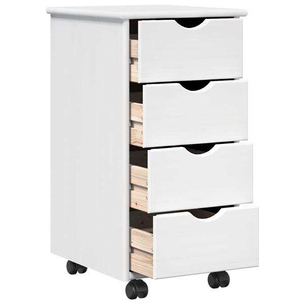 Grote foto vidaxl rolling kast met wiel wit 34 x 39 x 65 5 cm massief vurenhout huis en inrichting overige