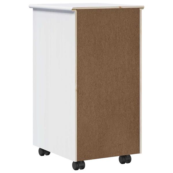 Grote foto vidaxl rolling kast met wiel wit 34 x 39 x 65 5 cm massief vurenhout huis en inrichting overige