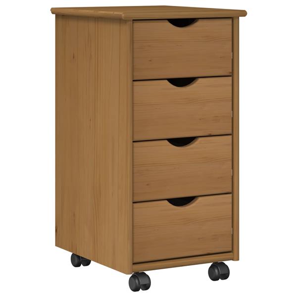 Grote foto vidaxl rolling kast honingbruin 34 x 39 x 65 5 cm massief vurenhout huis en inrichting overige