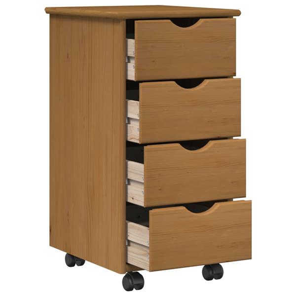 Grote foto vidaxl rolling kast honingbruin 34 x 39 x 65 5 cm massief vurenhout huis en inrichting overige