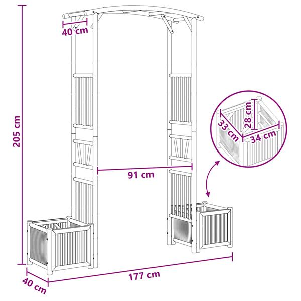 Grote foto vidaxl tuin boog naturel 177 x 40 x 205 cm bamboe tuin en terras overige tuin en terras