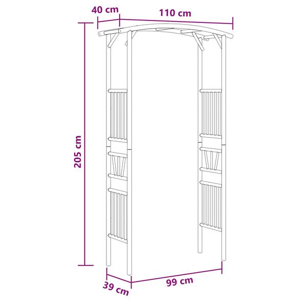 Grote foto vidaxl tuin boog naturel 110 x 40 x 205 cm bamboe tuin en terras overige tuin en terras