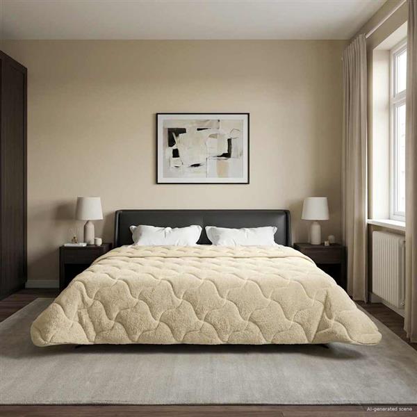 Grote foto vidaxl winter dekbed cr me 240 x 260 cm microfiber en teddy fleece huis en inrichting bedden