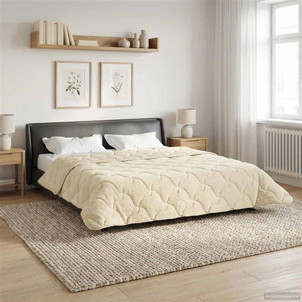 Grote foto vidaxl winter dekbed cr me 200 x 220 cm microfiber en teddy fleece huis en inrichting bedden