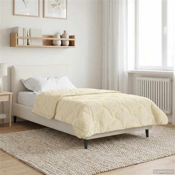 Grote foto vidaxl winter dekbed cr me 140 x 220 cm microfiber en teddy fleece huis en inrichting bedden