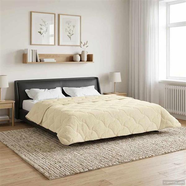 Grote foto vidaxl winter dekbed cr me 200 x 240 cm microfiber en teddy fleece huis en inrichting bedden