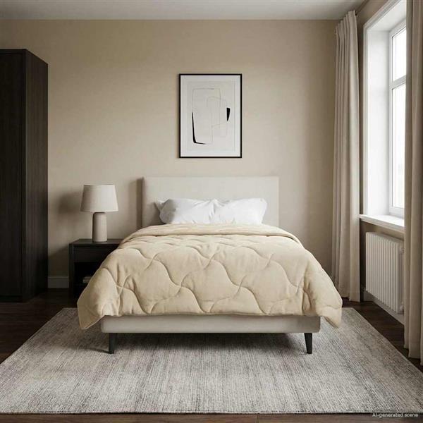 Grote foto vidaxl winter dekbed cr me 135 x 200 cm microfiber en teddy fleece huis en inrichting bedden