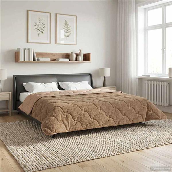 Grote foto vidaxl winter dekbed taupe 220 x 240 cm microfiber en teddy fleece huis en inrichting bedden