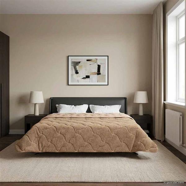 Grote foto vidaxl winter dekbed taupe 200 x 220 cm microfiber en teddy fleece huis en inrichting bedden