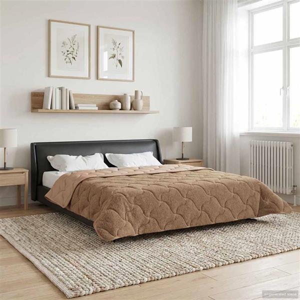 Grote foto vidaxl winter dekbed taupe 200 x 220 cm microfiber en teddy fleece huis en inrichting bedden