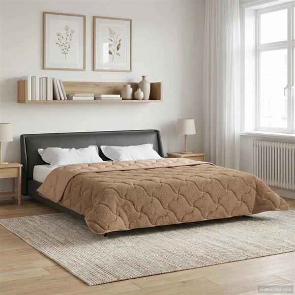 Grote foto vidaxl winter dekbed taupe 200 x 200 cm microfiber en teddy fleece huis en inrichting bedden