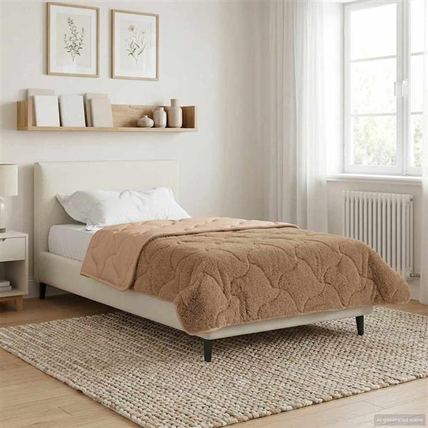 Grote foto vidaxl winter dekbed taupe 140 x 220 cm microfiber en teddy fleece huis en inrichting bedden