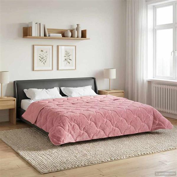 Grote foto vidaxl winter dekbed roze 240 x 260 cm microfiber en teddy fleece huis en inrichting bedden