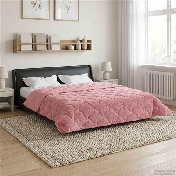 Grote foto vidaxl winter dekbed roze 200 x 220 cm microfiber en teddy fleece huis en inrichting bedden
