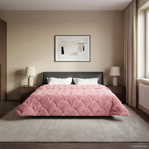 Grote foto vidaxl winter dekbed roze 200 x 220 cm microfiber en teddy fleece huis en inrichting bedden