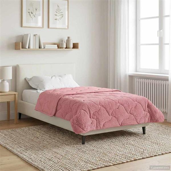 Grote foto vidaxl winter dekbed roze 155 x 220 cm microfiber en teddy fleece huis en inrichting bedden