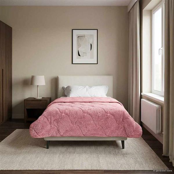 Grote foto vidaxl winter dekbed roze 140 x 220 cm microfiber en teddy fleece huis en inrichting bedden