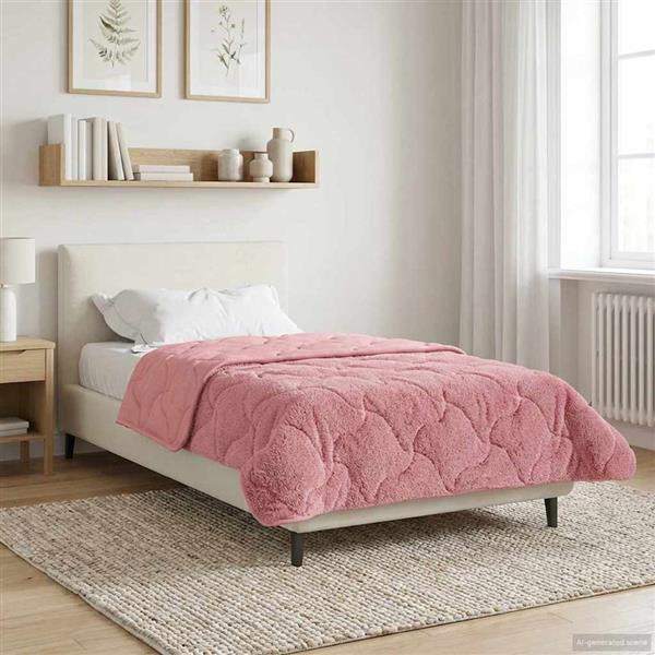 Grote foto vidaxl winter dekbed roze 140 x 220 cm microfiber en teddy fleece huis en inrichting bedden