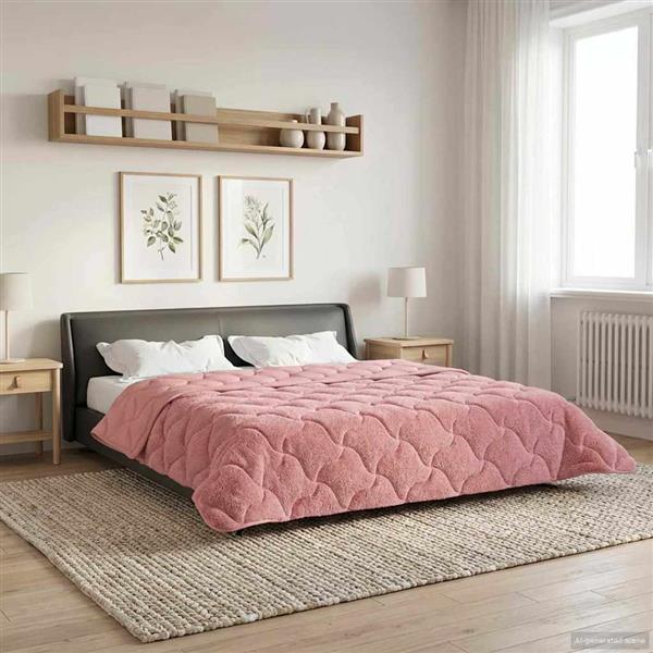 Grote foto vidaxl winter dekbed roze 200 x 240 cm microfiber en teddy fleece huis en inrichting bedden