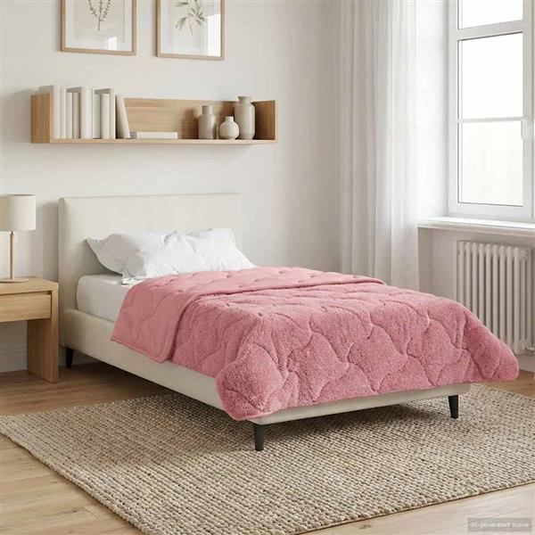Grote foto vidaxl winter dekbed roze 155 x 200 cm microfiber en teddy fleece huis en inrichting bedden