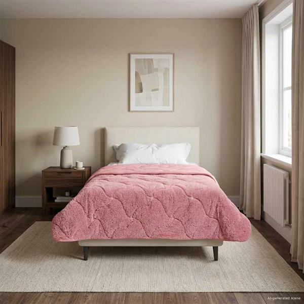 Grote foto vidaxl winter dekbed roze 155 x 200 cm microfiber en teddy fleece huis en inrichting bedden