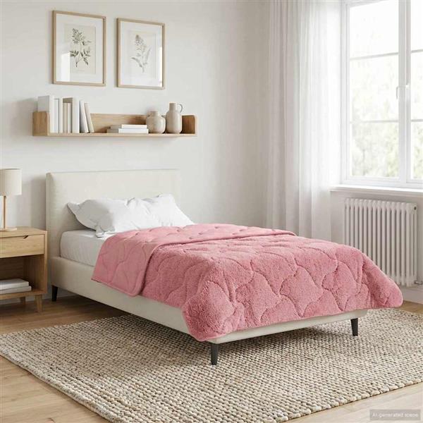 Grote foto vidaxl winter dekbed roze 140 x 220 cm microfiber en teddy fleece huis en inrichting bedden