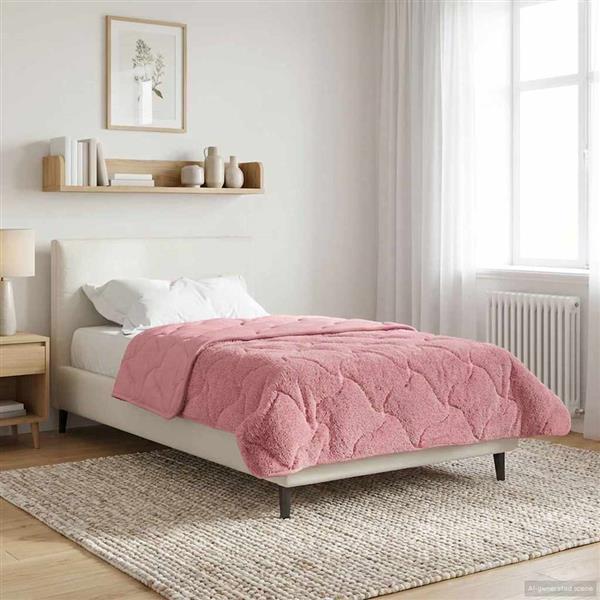 Grote foto vidaxl winter dekbed roze 135 x 200 cm microfiber en teddy fleece huis en inrichting bedden