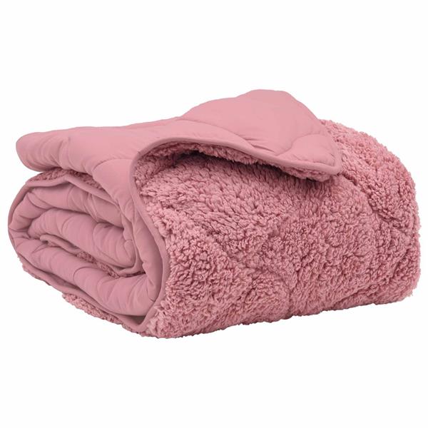Grote foto vidaxl winter dekbed roze 135 x 200 cm microfiber en teddy fleece huis en inrichting bedden