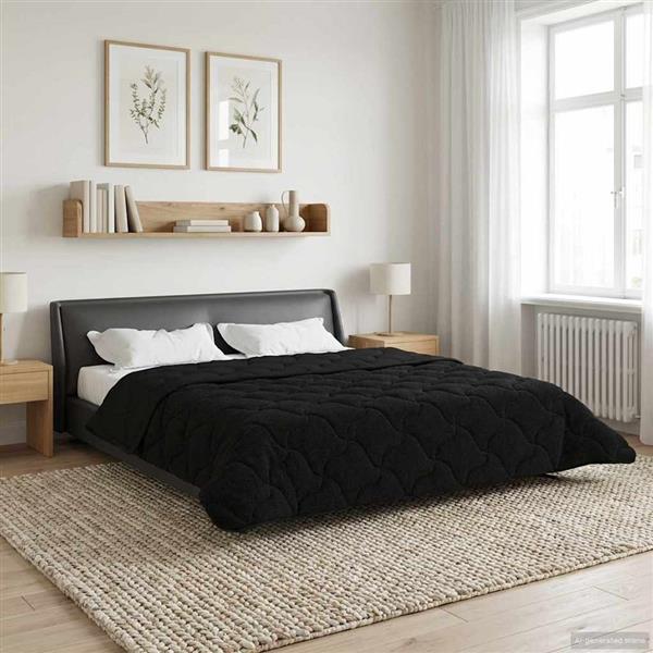 Grote foto vidaxl winter dekbed zwart 220 x 260 cm microfiber en teddy fleece huis en inrichting bedden