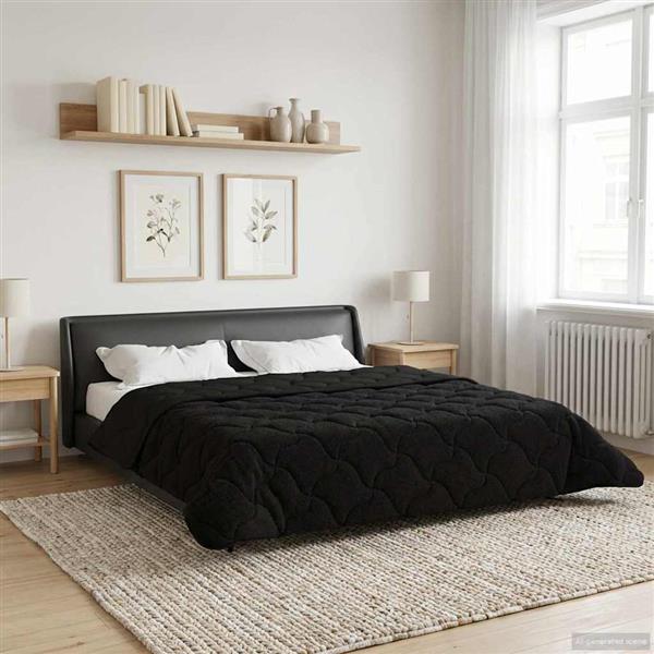 Grote foto vidaxl winter dekbed zwart 200 x 200 cm microfiber en teddy fleece huis en inrichting bedden