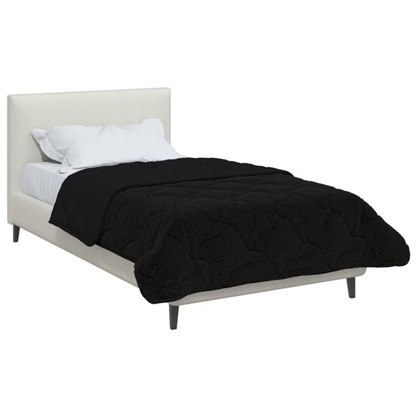 Grote foto vidaxl winter dekbed zwart 140 x 220 cm microfiber en teddy fleece huis en inrichting bedden