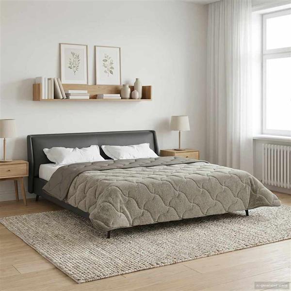 Grote foto vidaxl winter dekbed gekwilt lichtgrijs 220 x 240 cm huis en inrichting bedden