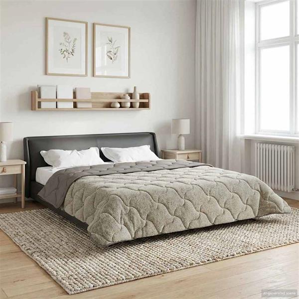 Grote foto vidaxl winter dekbed gekwilt lichtgrijs 200 x 200 cm huis en inrichting bedden