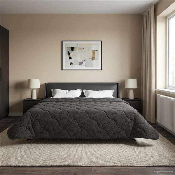 Grote foto vidaxl winter dekbed gekwilt antraciet 240 x 260 cm huis en inrichting bedden