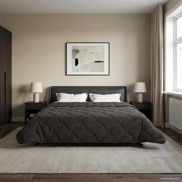 Grote foto vidaxl winter dekbed gekwilt antraciet 220 x 260 cm huis en inrichting bedden