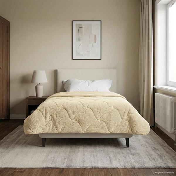 Grote foto vidaxl vol jaar dekbed cr me 140 x 220 cm microfiber en teddy fleece huis en inrichting bedden