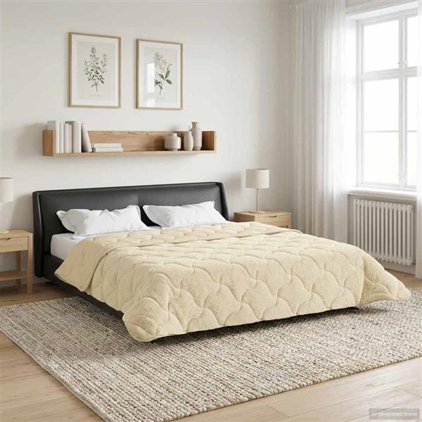 Grote foto vidaxl vol jaar dekbed cr me 200 x 240 cm microfiber en teddy fleece huis en inrichting bedden