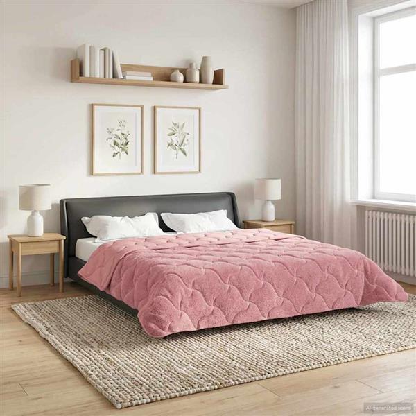 Grote foto vidaxl vol jaar dekbed roze 220 x 240 cm microfiber en teddy fleece huis en inrichting bedden