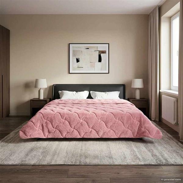 Grote foto vidaxl vol jaar dekbed roze 220 x 240 cm microfiber en teddy fleece huis en inrichting bedden