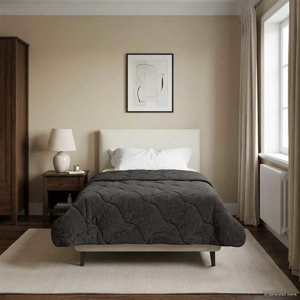 Grote foto vidaxl vol jaar dekbed gekwilt antraciet 135 x 200 cm huis en inrichting bedden